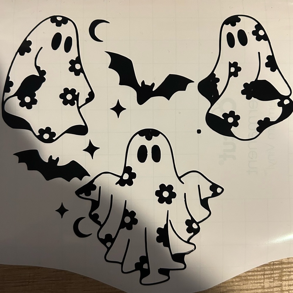 Ghost Floral Heart Decal Sticker